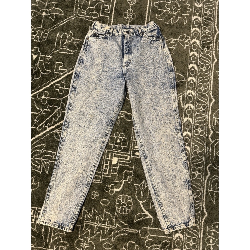 Vintage Lee Riders Acid Wash High Waist Tapered Jeans Blue Womens 14 M 80s